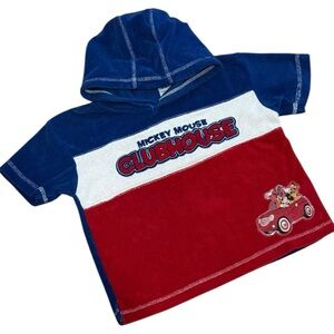 Disney Mickey Mouse Clubhouse Hooded Terry T-Shirt 4T Red White Blue